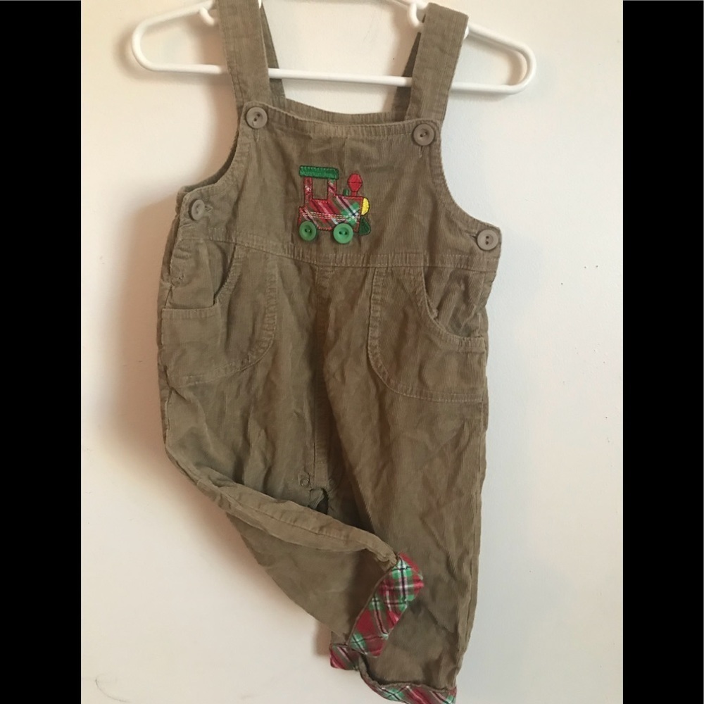 Train appliqué Khaki Overalls